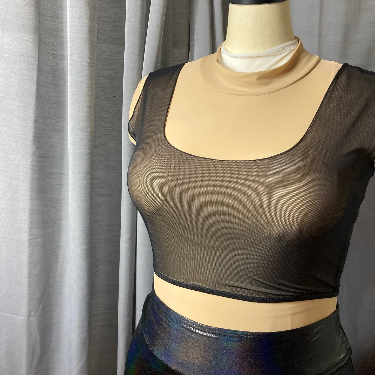 Black Mesh Crop Top