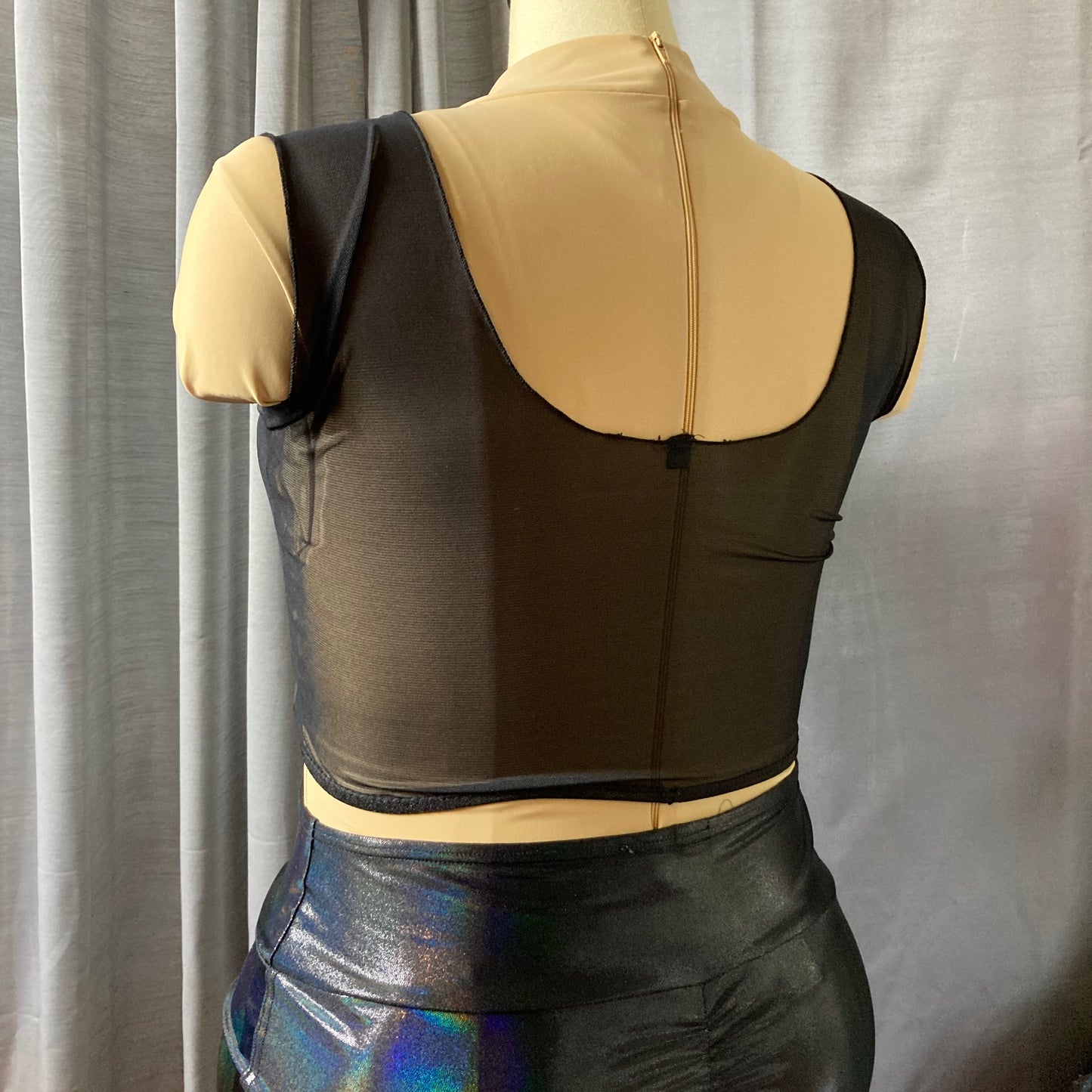 Black Mesh Crop Top
