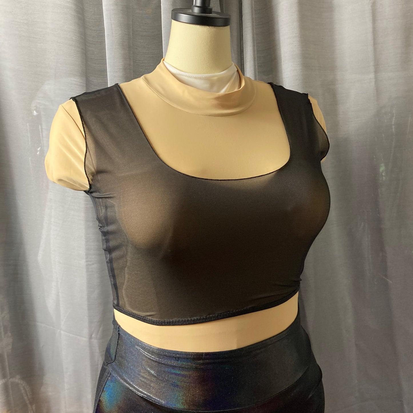 Black Mesh Crop Top