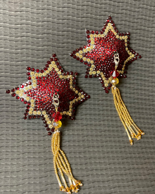 Ruby Red Starburst Illusion Pasties - 2.25 inch